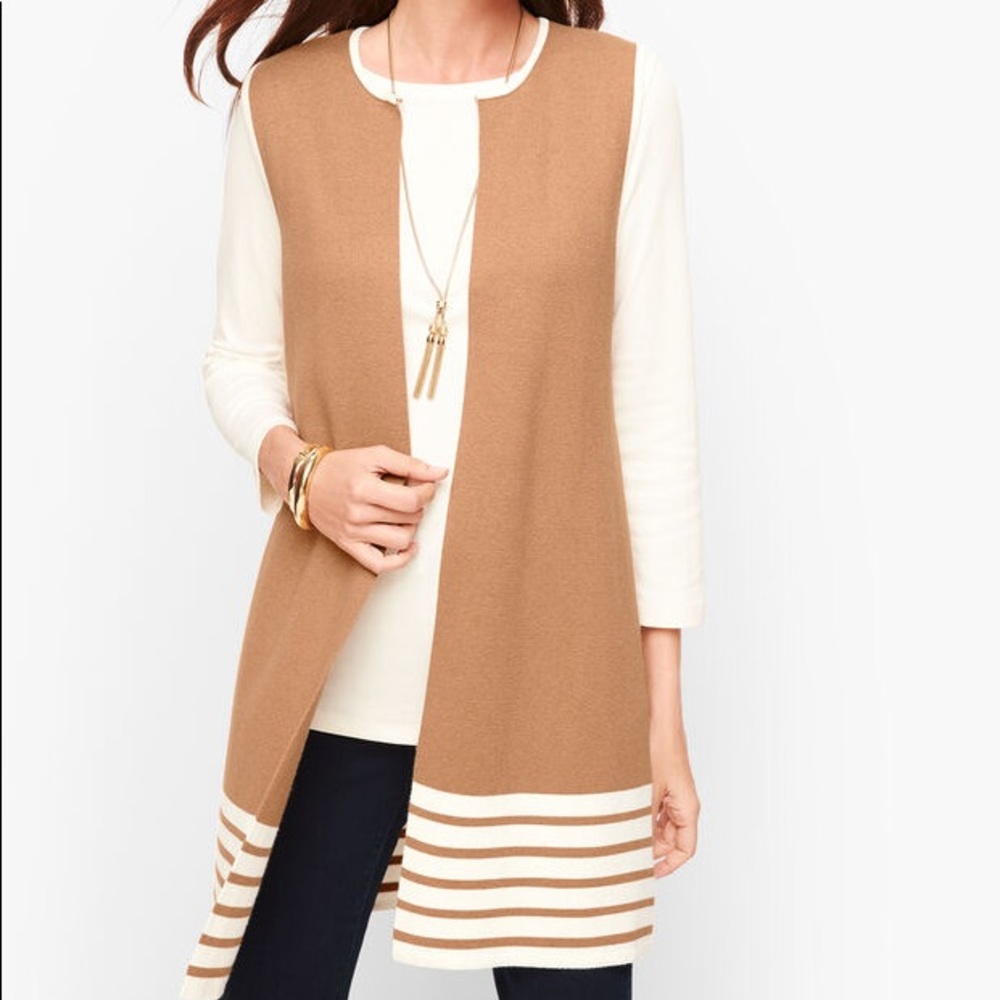 Talbots camel sweater vest